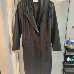 Black Leather Women's Coat